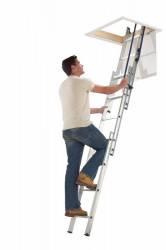Abru Werner Loft Ladder Blue Seal Aluminium 3 Section Easy Stow 76013
